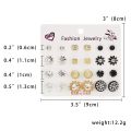 New Trendy Fashionable 12 Pairs =24 Pcs Mixed Designs Pearl Stud Earrings for Girls Simple Stylish - Earring for Women New Collection - Earrings Set for Girls Stylish - Kaner Dul for Girls. 