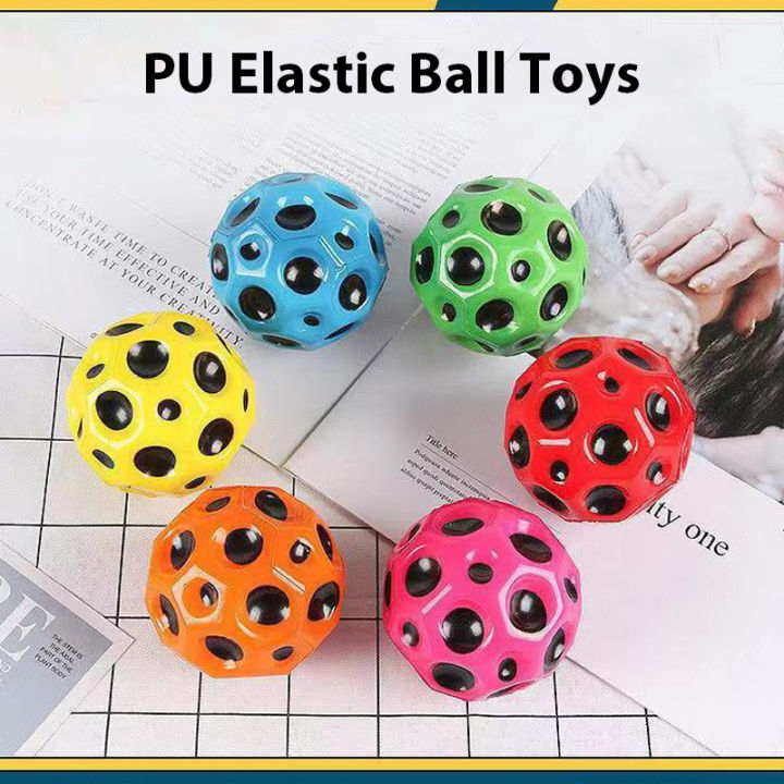 1pc Hole Soft Bouncy Ball Toy Anti-fall Moon Anti-stress Shape Porous Bouncy Ball Kids Indoor Outdoor Toy Ergonomic Design