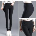 Black Solid High Stretch Pencil Pants Women Fall White Skinny Leggings High Waist Home Trousers Female Casual Wear P8823.
