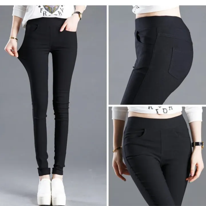 Black%20Solid%20High%20Stretch%20Pencil%20Pants%20Women%20Fall%20White%20Skinny%20Leggings%20High%20Waist%20Home%20Trousers%20Female%20Casual%20Wear%20P8823%20-%20Image%205