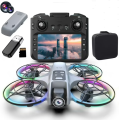 4.5" Screen FPV Drone with 1080P HD Camera - Brushless Motor RC Drone, Altitude Hold, Obstacle Avoidance, LED Lights, 2.4G Remote Control for Professional ap. 