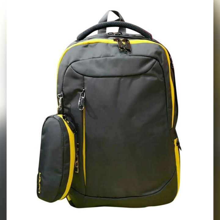 Grey Polyester Backpack for Men
