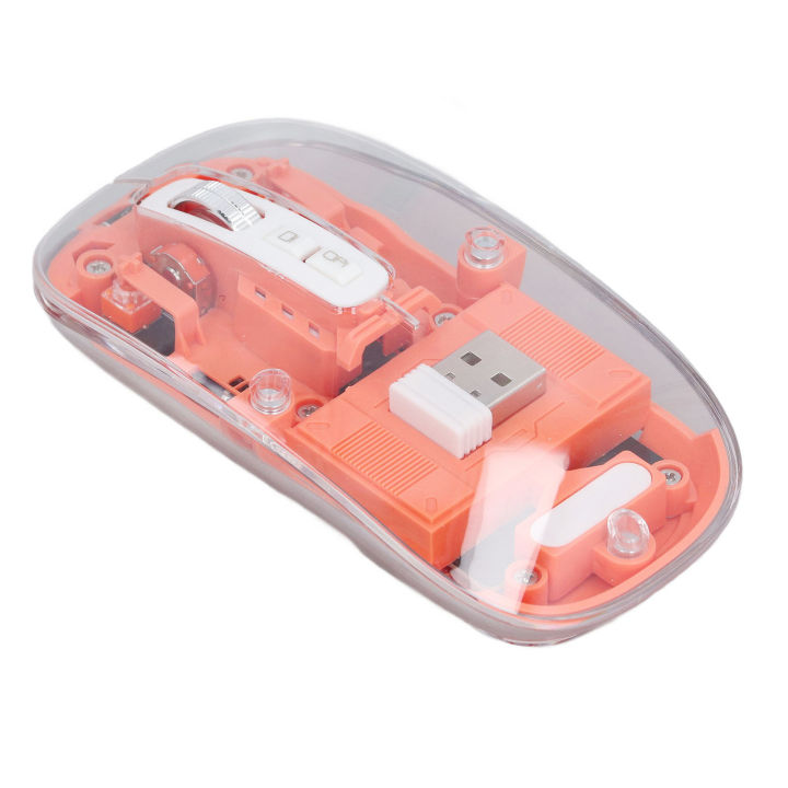 Bluetooth Wireless Mouse BT1 BT2 2.4GHz 3 Mode Silent Adjustable DPI Rechargeable Transparent Mouse for PC Laptop Tablet Orange