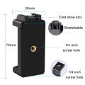 Adjustable Phone Holder Vlog Phone Clip with 1/4 Inch Screw Holes Extending for 5.6-8.3cm With Smart phone for Tripod LED Light Microphone.