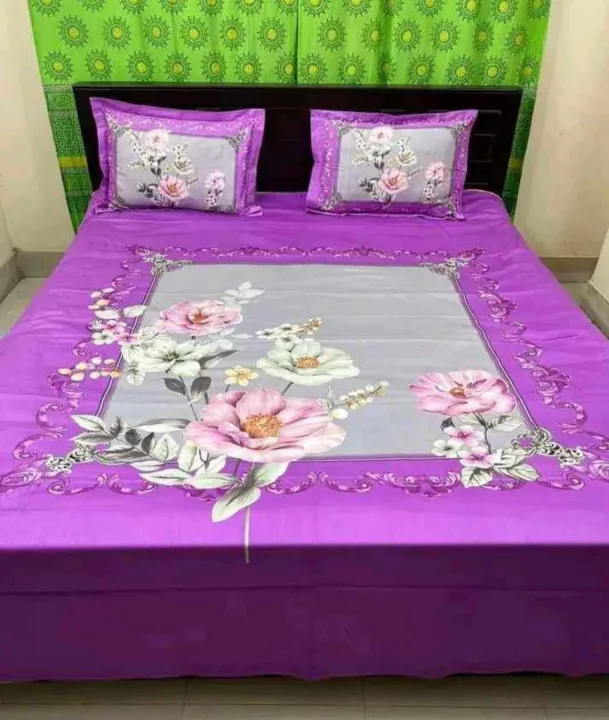 King%20size%20cotton%20bed%20sheet%20with%20matching%203%20pillow%20covers%20-%20Image%202