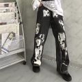 Four Seasons Comfortable Pants Character Sticker Jeans ins Fashion High Street Lazy Harajuku Cargo Pants Streetwear mens jeans. 