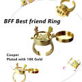 YILUOCD 2 Pcs Gold Color Spinner BFF Matching Rings Best Friend Open Rotate Ring Forever Friendship Cute Cartoon Anime Jewelry.