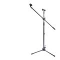Professional Microphone Stand Floor Stand Tripod Boom Telescopic Mic Arm Stand with Dual Mic Clip Holder Live Sound & Stage Equipment for Radio Studio Stage performance. 