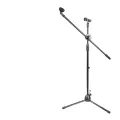 Microphone Stand Floor Stand Tripod Boom Telescopic Mic Arm Stand with Dual Mic Clip Holder Live Sound & Stage Equipment for Radio Studio Stage performance. 