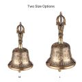Tibetan Buddhist Bell Bronze Hand Bell with Vajra Padding for Meditation Prayer. 