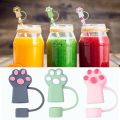 Cute 10mm Cat Paw Straw Cover Spill-Proof Reusable Straw Stopper Dust-Proof Straw Topper Party. 