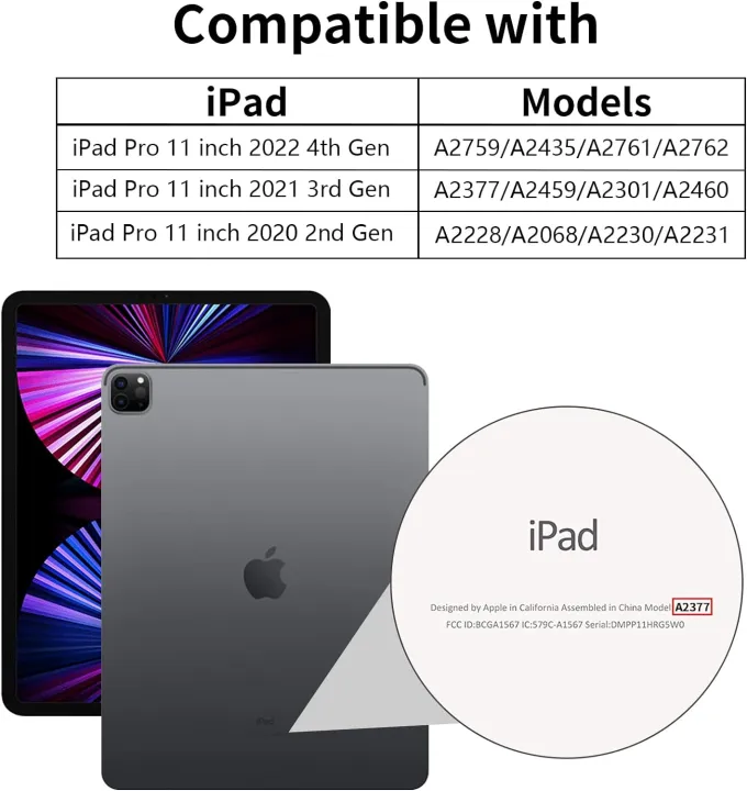 ZryXal%20New%20apple%20iPad%20Pro%2011%20Inch%20Case%202022%20(4th%20Gen)/2021(3rd%20Gen)/2020(2nd%20Gen)%20with%20Pencil%20Holder,Smart%20iPad%20Case%20%5BSupport%20Touch%20ID%20and%20Auto%20Wake/Sleep%5D%20-%20Image%203