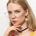Personality no sheet metal inlaid diamond glasses female tide European and American ins style half frame street shot V-shaped decorative frame male s2057.