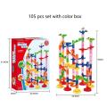 Marble Race Slide Toys Run Maze Balls Track DIY Construction Building Blocks Funnel Slide Big Building Brick Toy-105pcs color box.