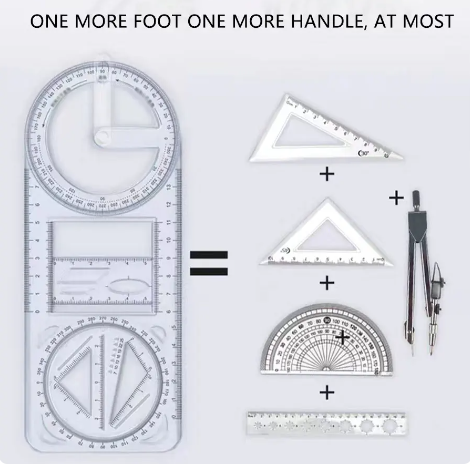 1/3pcs Multi-function Drawing Ruler Geometric Figure Ruler High School ...