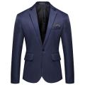 Fashion Men Blazer Coat One Button Lapel Casual Men Blazer Suit Jacket Long Sleeve Decorative Pocket Suit Coat Wedding.