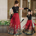 Girls' Horse Face Spring Mother Daughter Parent Child Tang Dress Chinese Style Hanfu Skirt 2024 New Children's Performance Clothing. 