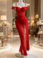 Long Bodycon Dress Sweet Women's Fashion Fitted Maxi Dress for Women.