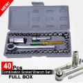 40 Pcs Combination Socket Wrench Set With Box - Silver. 