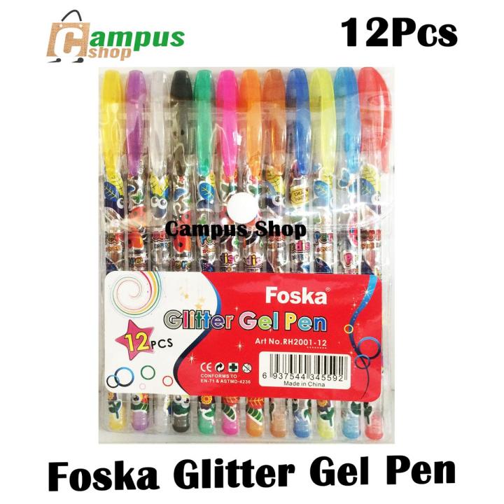 Foska Glitter Gel Pen 12 Pcs Fountain Pen