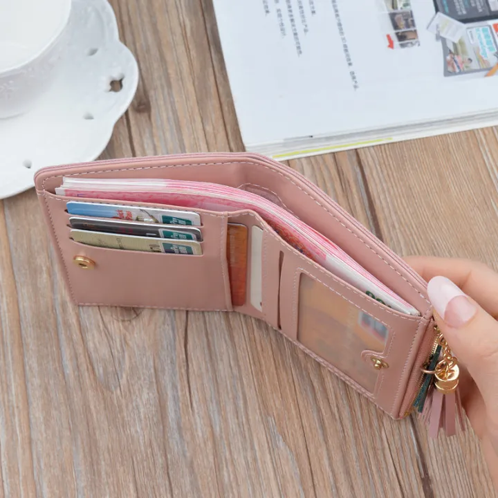 Short%20Ladies%20Zipper%20Wallet%20Female%20Student%20Korean%20Tassel%20Fashion%20Soft%20Leather%20Leaf%20Purse%20For%20Women%20-%20Image%203