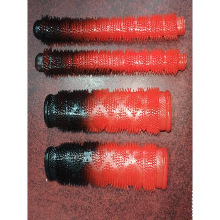 4 Pcs Bicycle Soft Bubber Handlebar Grips - Black&Red
