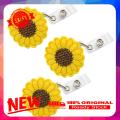 3Pcs Felt Sunflower Round Retractable Reel Clip ID Badge Label Name Card Holder. 