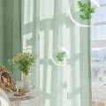 New 2023 Modern green Sheer Curtains for Living Room Window Tulle Curtains for Bedroom Balcony Voile Drapes Treatment Home Decor.
