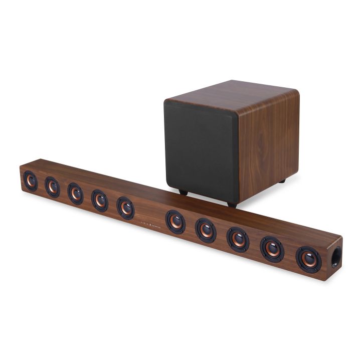 Soundbar for TV Wooden Subwoofer Bluetooth Speakers Home Theater 2.1 HiFi Stereo 3D Surround with Optical Coaxial Remote Control