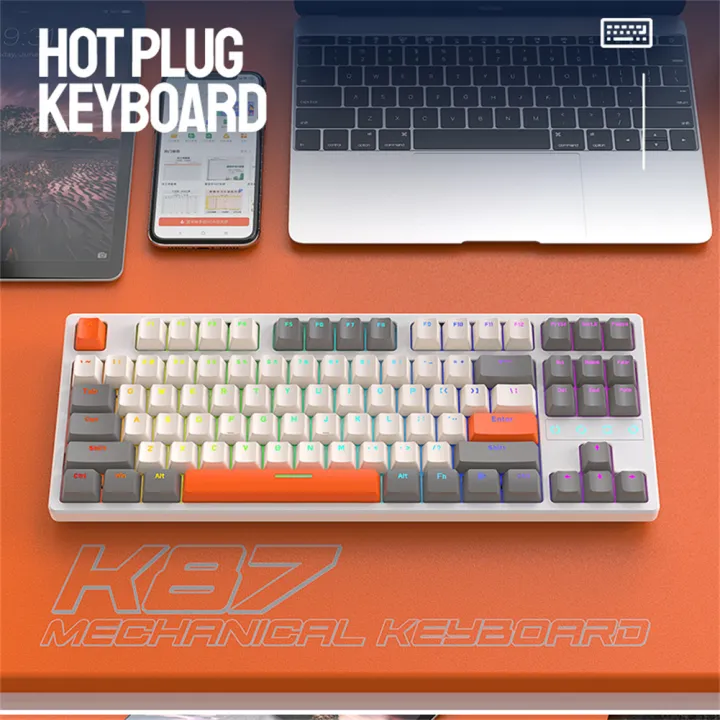 K87%20Gaming%20Keyboard%203-mode%20Connection%20Hot%20Swappable%20Rgb%20Backlit%20Ergonomics%20Mechanical%20Keyboard%20For%20Laptop%20Pc%20-%20Image%204