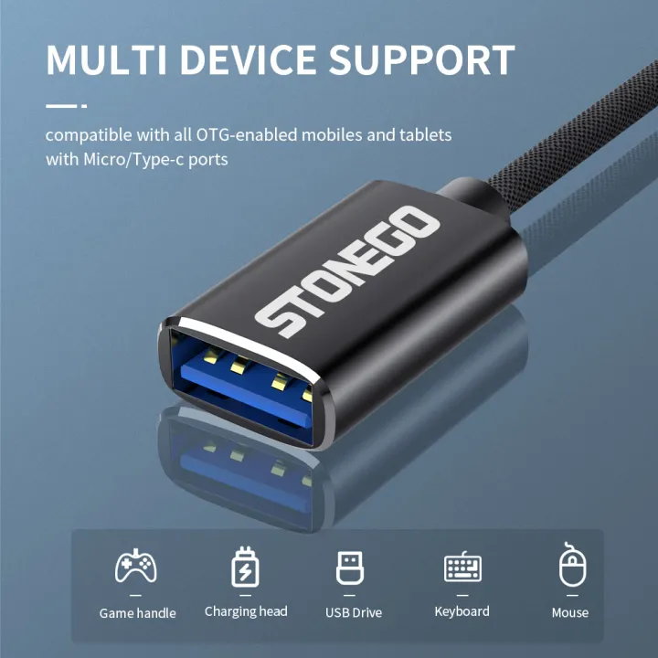 STONEGO%202%20in%201%20OTG%20Adapter%20Cable%20Nylon%20Braid%20USB%203.0%20to%20Micro%20USB%20Type%20C%20Data%20Sync%20Adapter%20for%20Huawei%20for%20MacBook%20U%20Disk%20OTG%20-%20Image%202