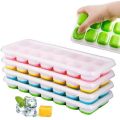 14-Grids Reusable Silicone Ice Cube Tray with Lid | Freezer Fruit Ice Maker Mold | BPA-Free Stackable Ice Tray for Kitchen & Summer Drinks (Multicolor).