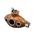 Retro Old Submarines Wreck Ornament Fish Shrimp Shelter Cave Hideout Artificial Resin Ornament for Aquarium Fish Tank Decoration. 