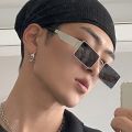 【linfang store】Rectangle Women Sun Glasses Men UV Retro Square Black Sunglasses Luxury Glasses Decoration Eyewear. 