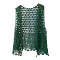 Knitted Hollow Vest Retro Knitted Crochet Sleeveless Women's Summer Vest Stylish Open Stitch Cardigan for Daily Outwear Loose.