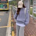 Cable-Knit Pullover Sweater Women 2023 Autumn and Winter New Korean Style Gentle Wind Season Loose Outer Wear Casual Sweater Top.