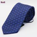 Navy Blue Circle Flower Embroidered Necktie For Men. 