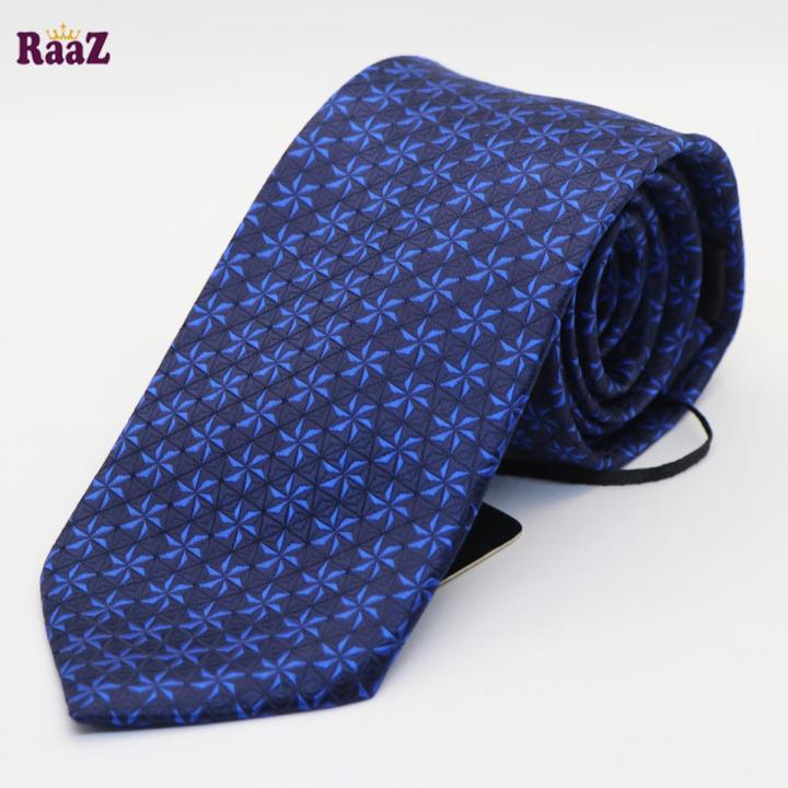 Navy Blue Circle Flower Embroidered Necktie For Men