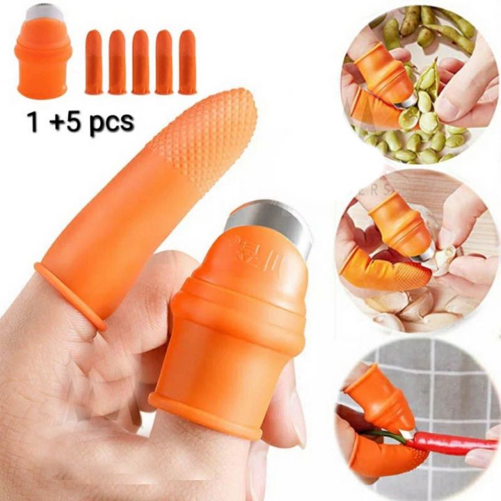 Silicone Vegetable And Fruits Thumb Cutter Finger cutter 5 in 1