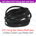 2GT-200-6 GT2 Timing Belt 200mm Width 6mm Synchronous Endless Closed Loop Rubber Belt 100 Teeth For 3D Printer CNC Machine Parts 200-2GT-6.