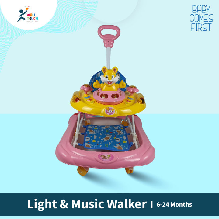 Baby Rabbit Model Light & Music Walker, Toddler New Born Baby Walking Assistant with push handle bar With Foot Rest