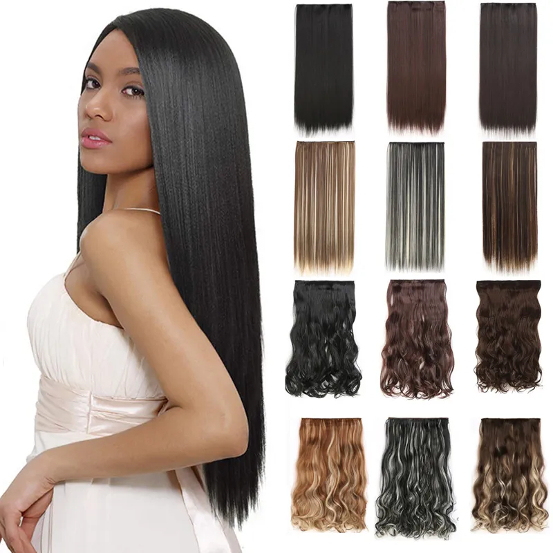Shop the Latest Trends】 60cm Long Straight/Curly hair Clip On Wig
