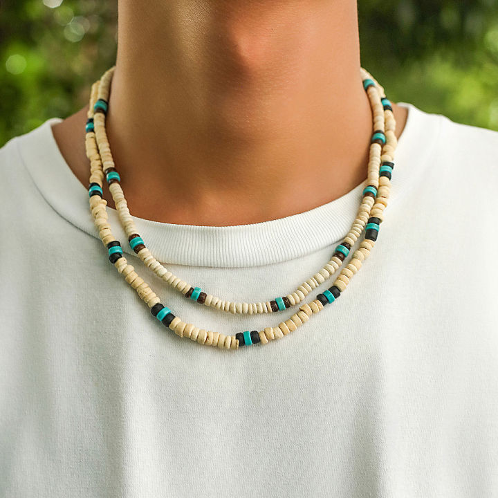 Surfer Necklace Mens Beach Jewelry Surfer Style Necklace Turquoise