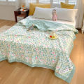 100%Inside and Outside Cotton Summer Quilt Airable Cover Summer Blanket Pure Cotton Double Single Machine Washable Summer Thin Quilt Core.