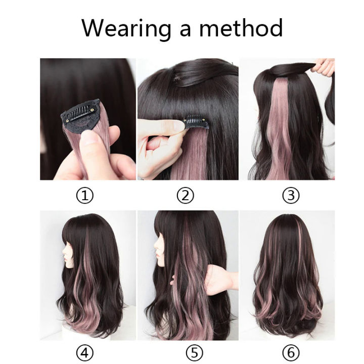 Long%20curly%20hair%20Color%20Hair%20Piece%20Hair%20Extensions%20Clip%20In%20Highlight%20Rainbow%20Hair%20Streak%20Pink%20Synthetic%20Hair%20Strands%20on%20Clips%20-%20Image%204