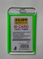 Kejea T-984V Crystal Color ID Card Holder Vertical Style with Green Color Border. 