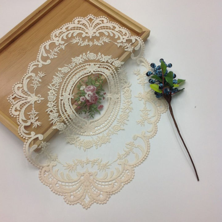 Retro Oval Lace Coaster Elegant Lace Tablecloth Coffee Coasters Table Mat Kitchen Accessories