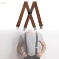 Mens Suspender Pants Supplies for Belt Loops Elastic x Shaped Suspender Camel Color.