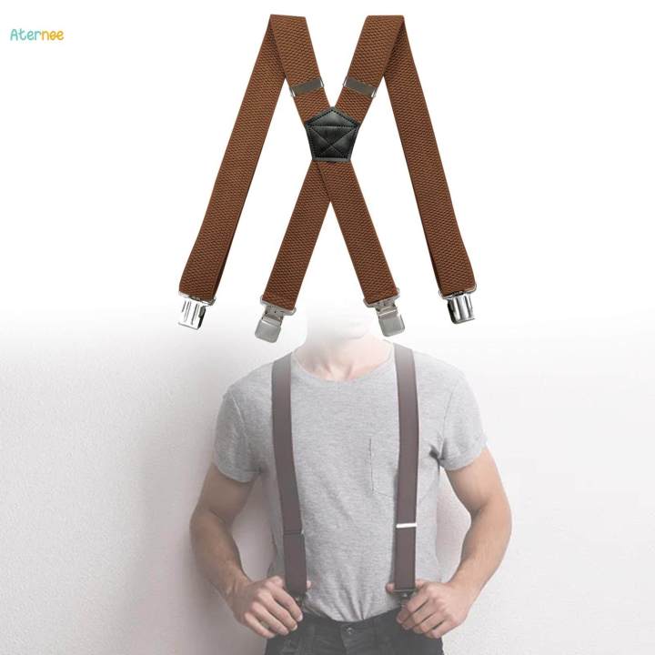 Mens%20Suspender%20Pants%20Supplies%20for%20Belt%20Loops%20Elastic%20x%20Shaped%20Suspender%20Camel%20Color%20-%20Image%203