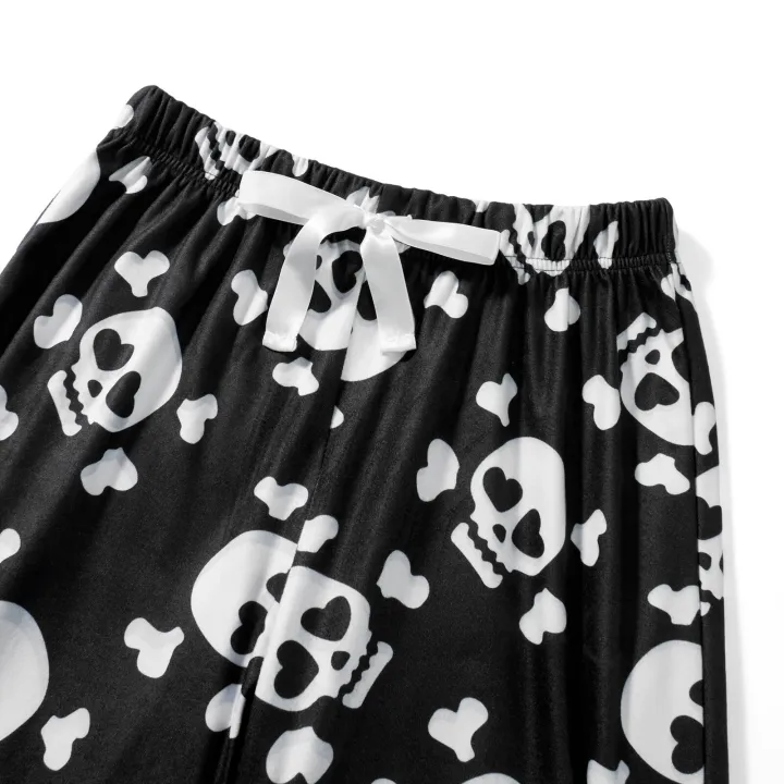 Combhasaki%20Womens%20Fuzzy%20Pajama%20Pants%20Sleepwear%20Skull%20Print%20Elastic%20Waist%20Long%20Pants%20Thickened%20Nightwear%20Halloween%20Lounge%20Bottoms%20-%20Image%204